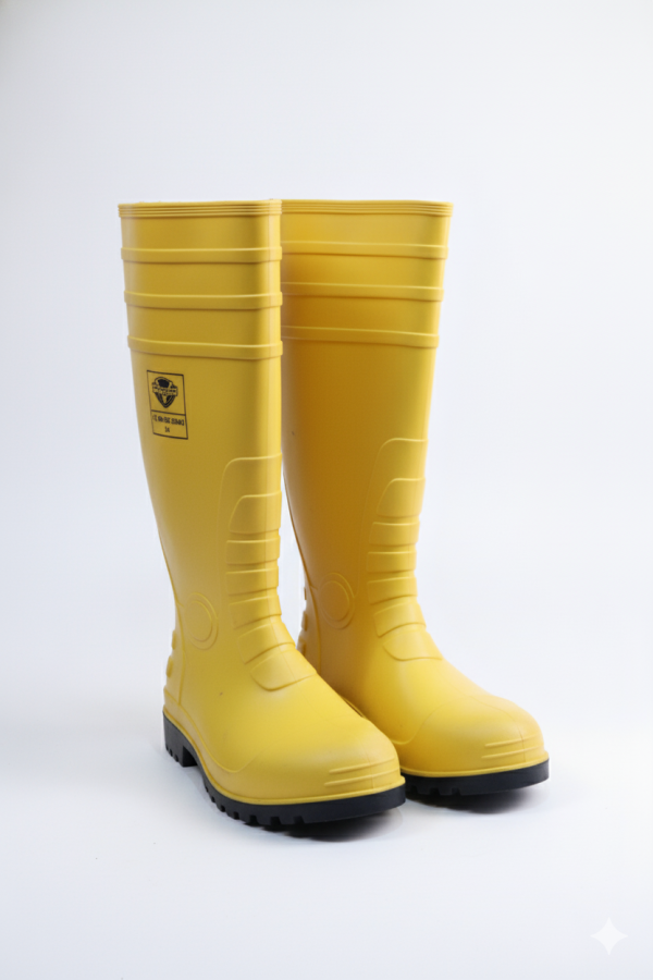 Heavy-Duty Yellow Rubber Rain Boots | 100% Waterproof Work Boots
