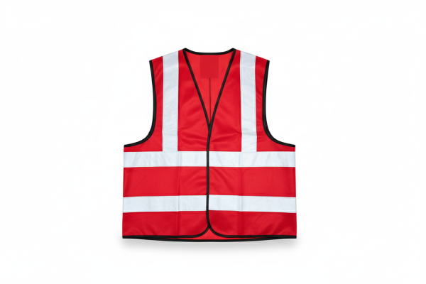 High-Visibility Red Safety Vest with Reflective Strips