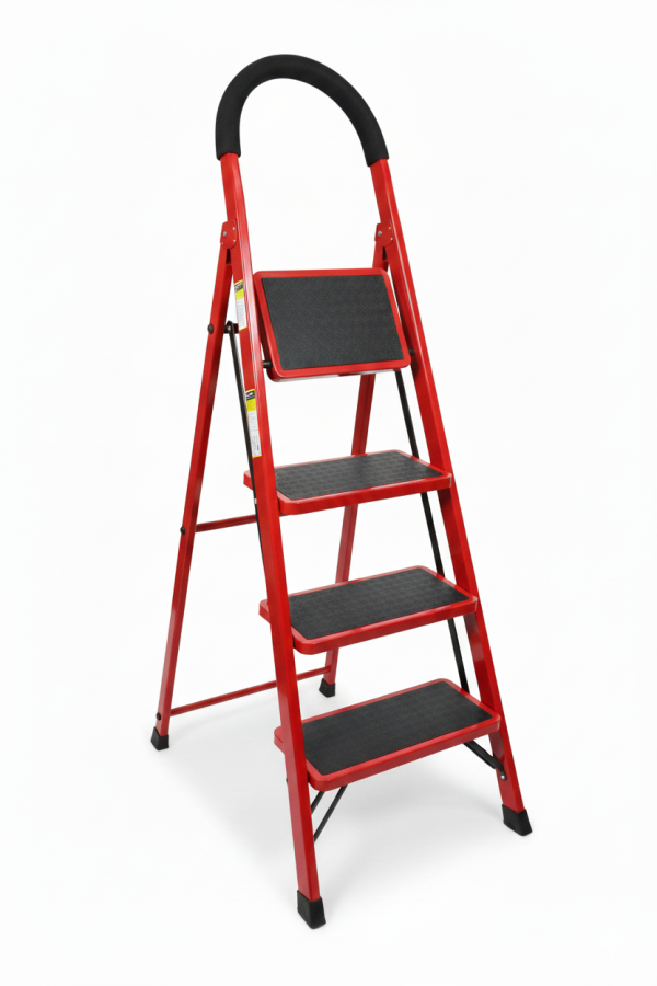 JIAERUIDA Red Household Steel Step Ladder (4-Step)