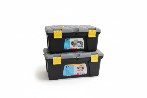 Stackable Heavy-Duty Plastic Tool Boxes (16" & 17" Set)