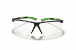 Sporty Clear Lens Safety Glasses with Green Accents
