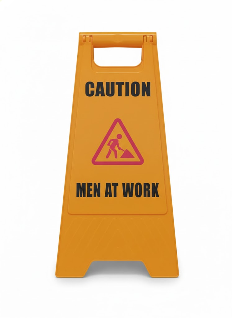 Men At Work Folding Safety Sign - Orange A-Frame - Cleanmart